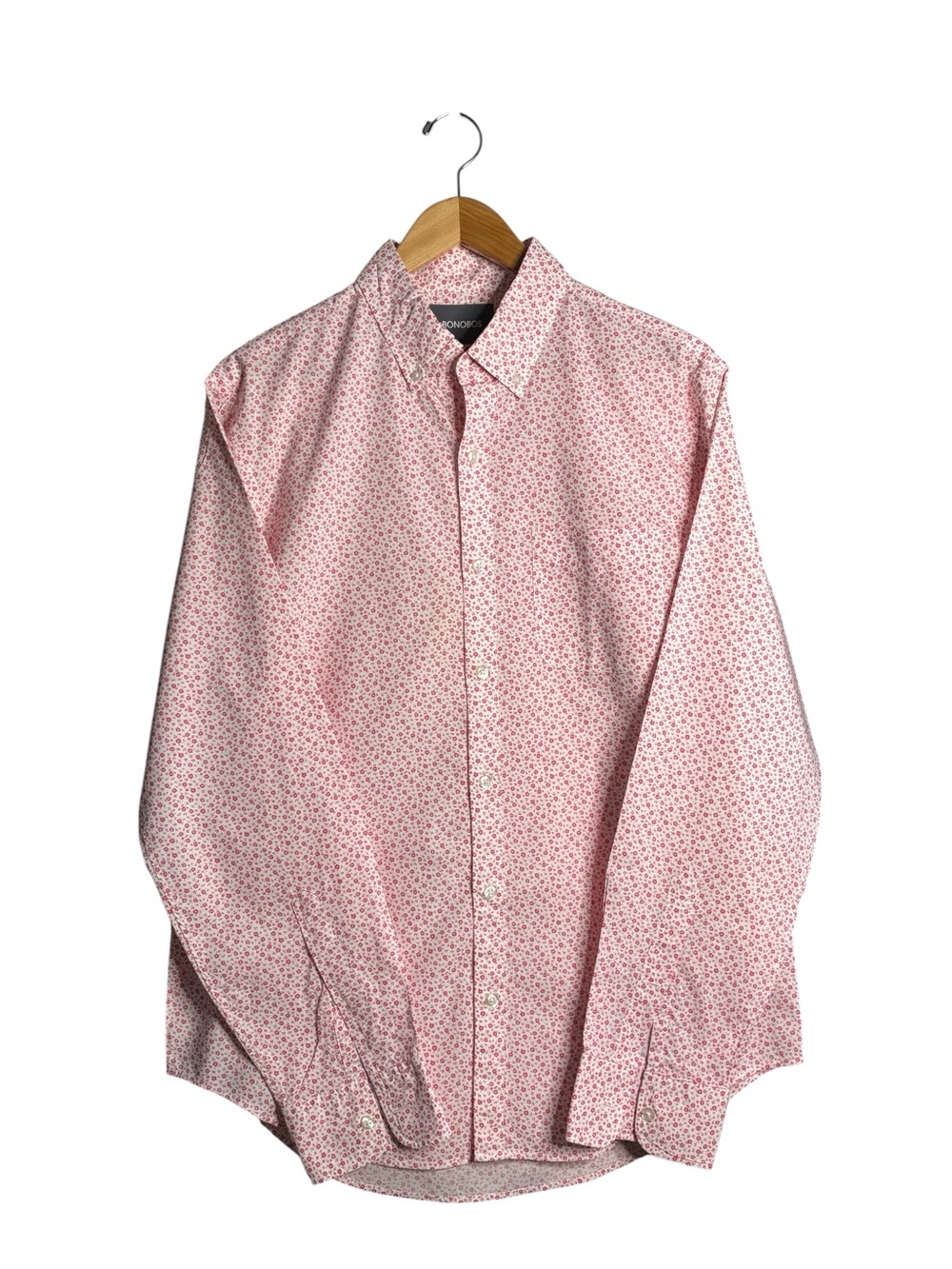 Bonobos Micro Floral Button Down Shirt Men’s M Standard Fit Pink & White